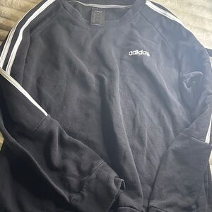 adidas Black Crewneck with White Shoulder Stripes and Logo